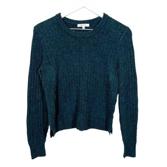Madewell Bookend Pullover Ribbed Sweater Merino Wool Alpaca Green Womens Small - Picture 1 of 6